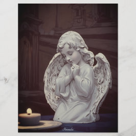 Praying Angel Cherub Statue Candle Scrapbook Pappe