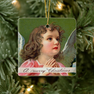 Praying Angel med julbanderoll Julgransprydnad Keramik