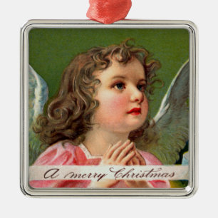 Praying Angel med julbanderoll Julgransprydnad Metall