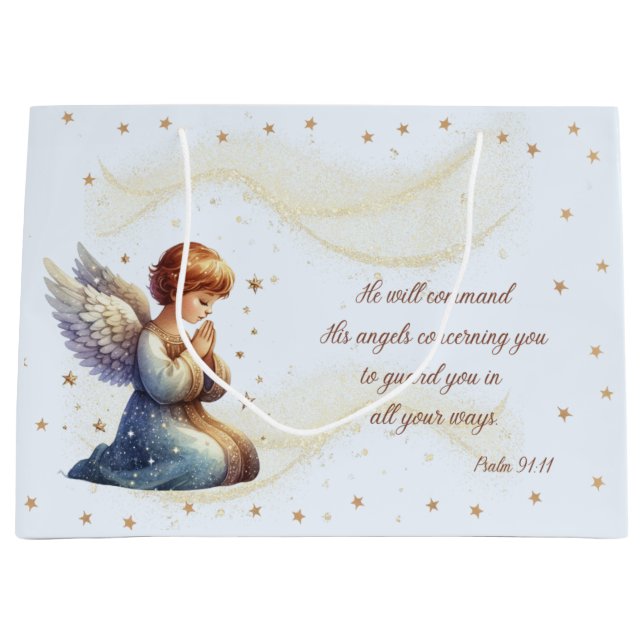 Praying Angel med Psalm 91:11 Gift Bag (Framsidan)
