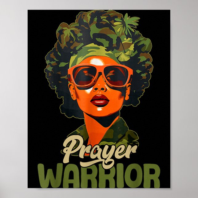 Praying Black Woman Afro Christian Sayings Prayer  Poster (Framsidan)
