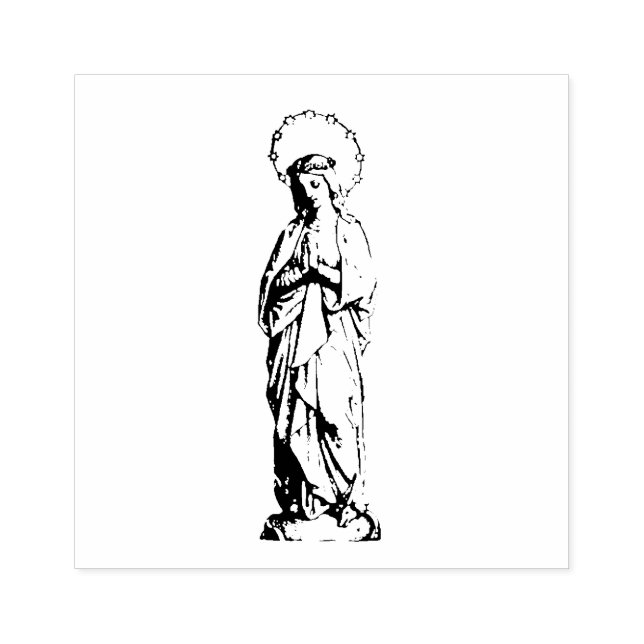 Praying Blsed Virgin Mary as Young Girl Stämpel (Tryck)