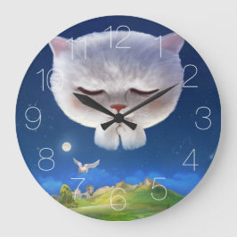Praying Cat Large Clock Stor Klocka