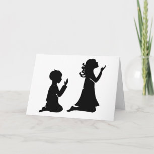 Praying Children Black Silhouettes Kort