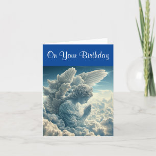 Praying Cloud Angel Birthday Greeting Card Kort