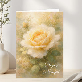 Praying for Comfort Christian Yellow Rose Sympathy Kort