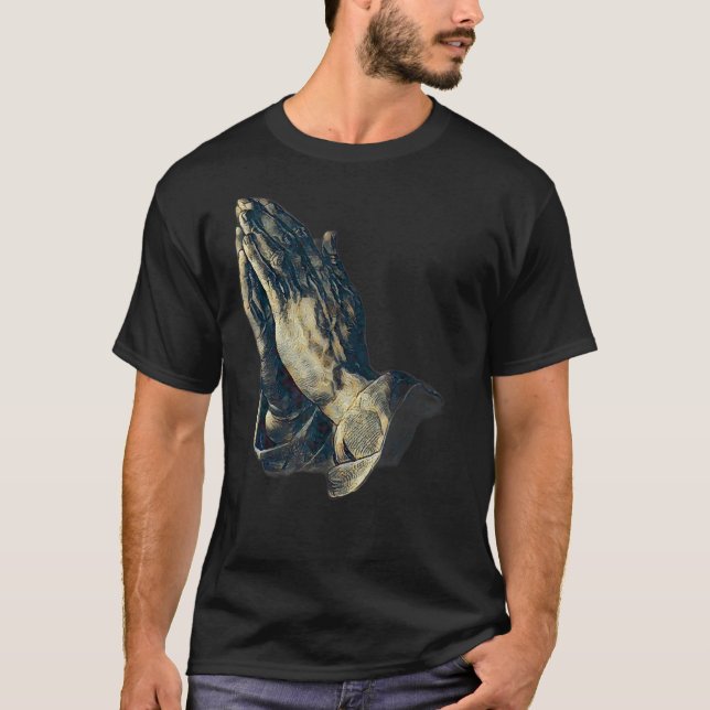 Praying Händer Amen Jesus 3 T Shirt (Framsida)