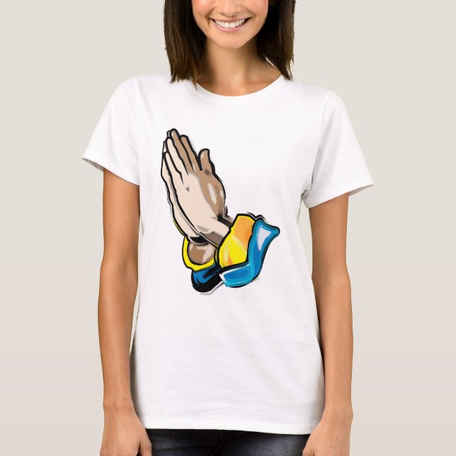 Praying Händer Dam Burnout T-Shirt (Framsida)