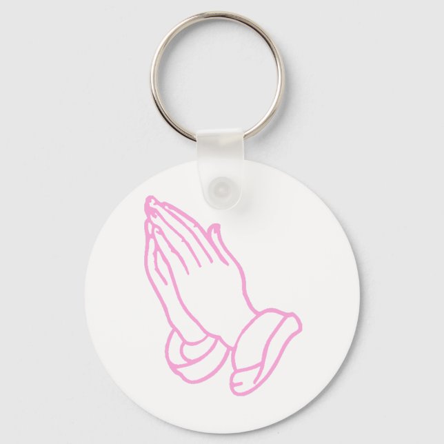 Praying Händer i Baby Rosa Nyckelring (Framsida)