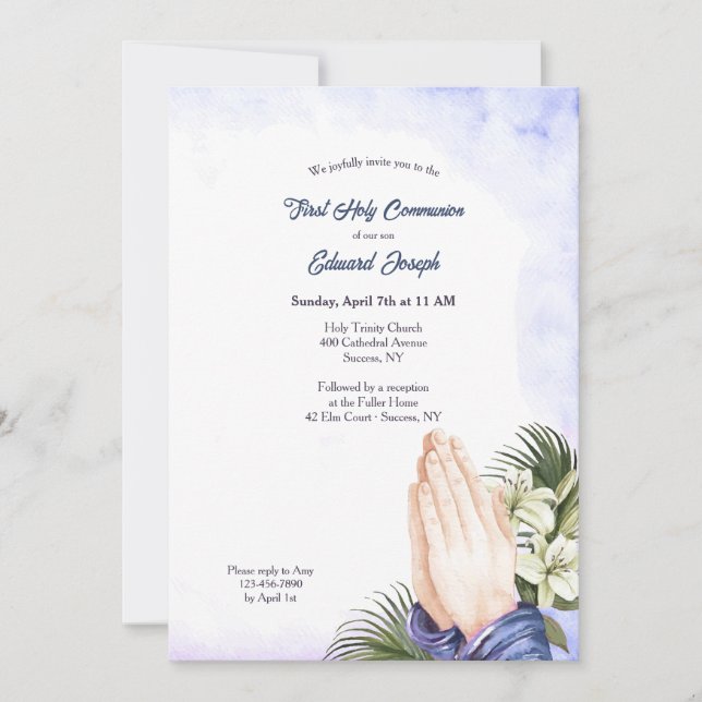 Praying Händer Religiösa Inbjudningar (Framsida)