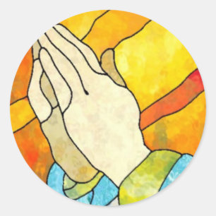 Praying Händer Runt Klistermärke