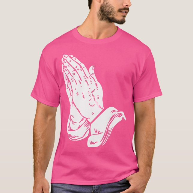 Praying Händer T - Coola Christian Religiösa Jesus Shirt (Framsida)