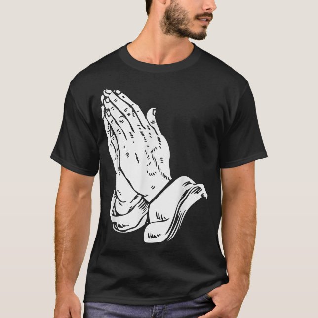 Praying Händer T Shirt - Coola Christian religiösa (Framsida)