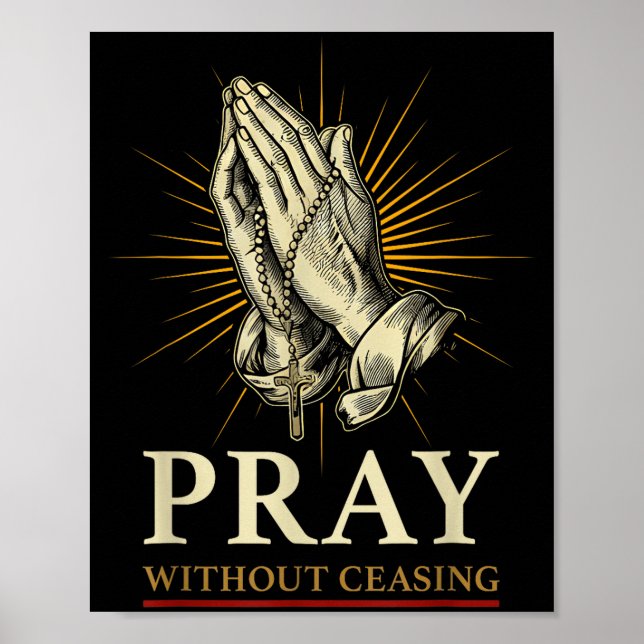 Praying Hands Jesus Cross Rosary Faith Devotion Pr Poster (Framsidan)