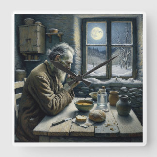 Praying Hermit Clock Fyrkantig Klocka