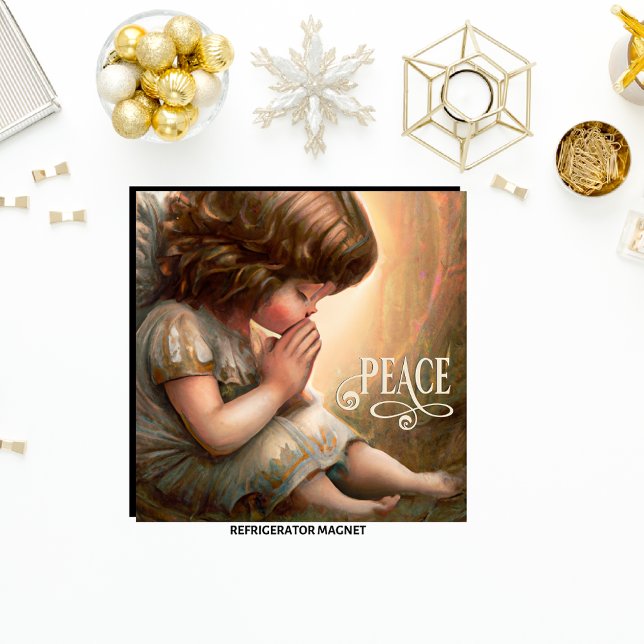 Praying Little Girl Angel Radiant Halo Magnet (Skapare uppladdad)