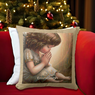 Praying Little Girl Angel Radiant Light Halo Kudde