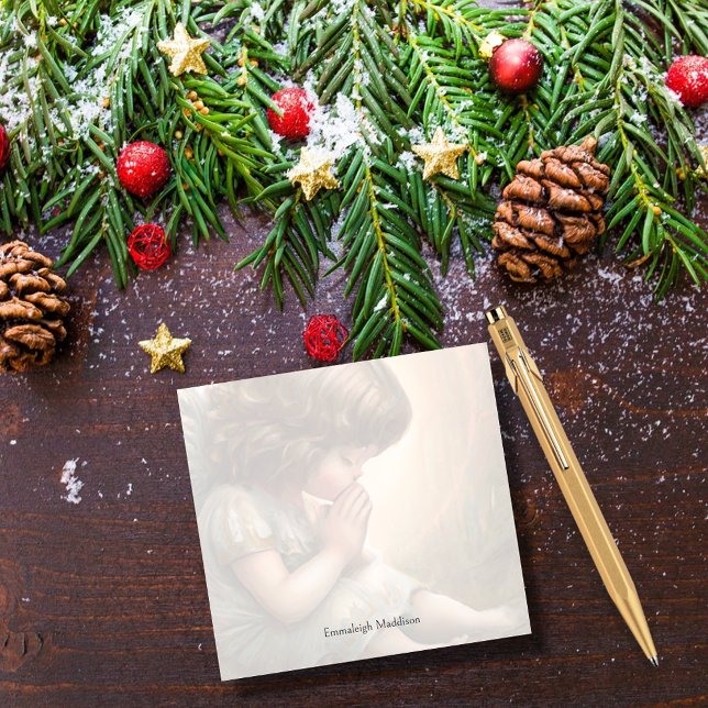 Praying Little Girl Angel Radiant Light Halo Post-it Block (Skapare uppladdad)