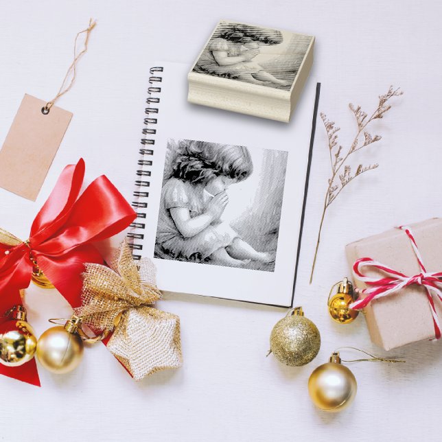 Praying Little Girl Angel Radiant Light Halo Stämpel (Skapare uppladdad)