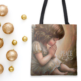 Praying Little Girl Angel Radiant Light Halo Tygkasse