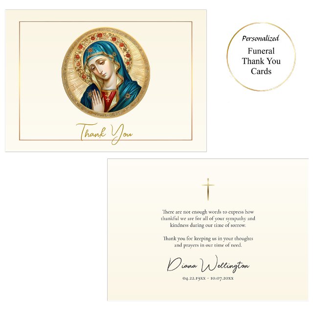 Praying Madonna med Ro katolsk begraver Tack Kort (Skapare uppladdad)