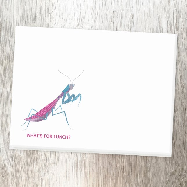 Praying Mantis Anpassningsbar Text Post-it Block (Fun Praying Mantis Post-It notes with editable text)