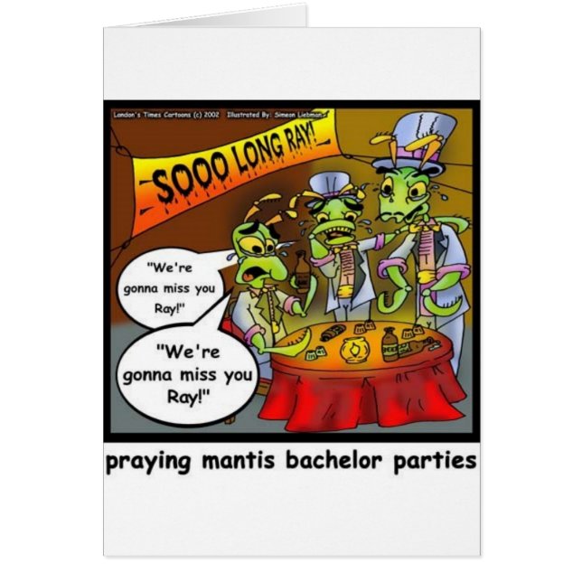 Praying Mantis Batchelor Party Funny Gifts & Tees Hälsningskort (Framsidan)