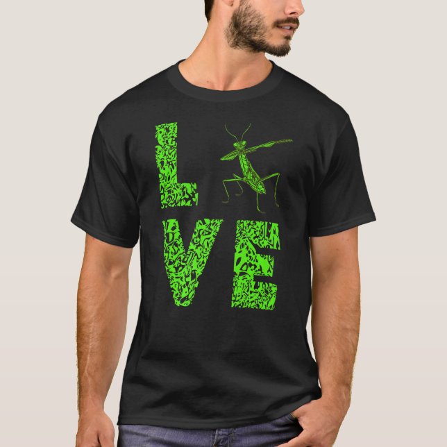 Praying Mantis Kärlek Leopard Grönt Insekt Kryp T Shirt (Framsida)