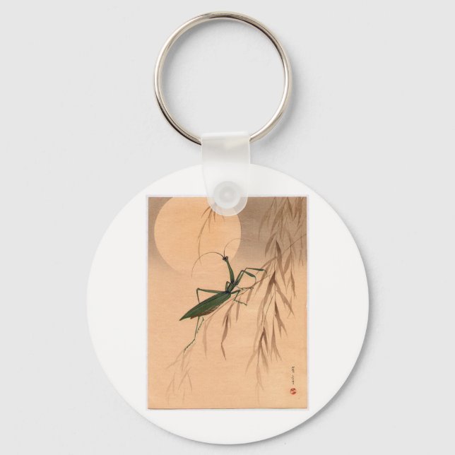 Praying Mantis och Måne japansk Art c. 1800-talet Nyckelring (Framsida)