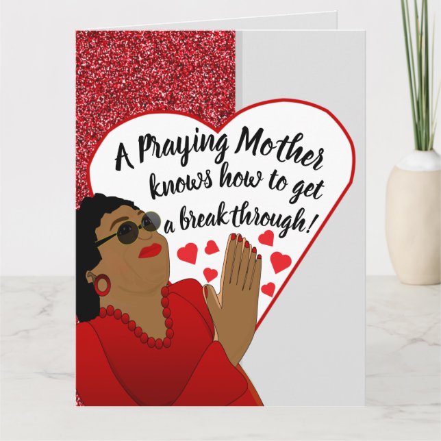 Praying Mother African American Christian Birthday Kort (Framsida)
