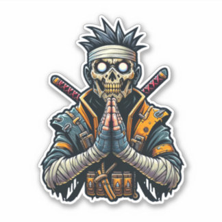 Praying Ninja Zombie Warrior Sticker Klistermärken