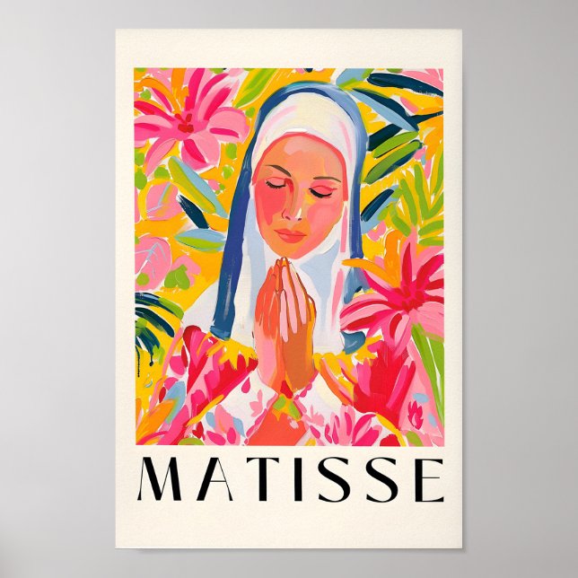 Praying Nun Wall Art, Christian Art Print, Henri M Poster (Framsidan)