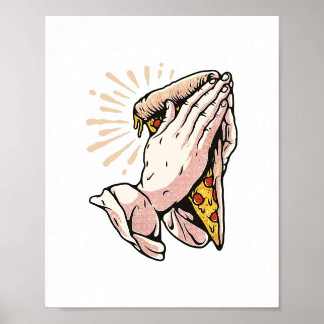 Praying Pizza Händer - Tack Lord for this Food Poster (Framsidan)