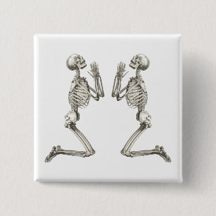 Praying Skeleton Halloween Button Knapp
