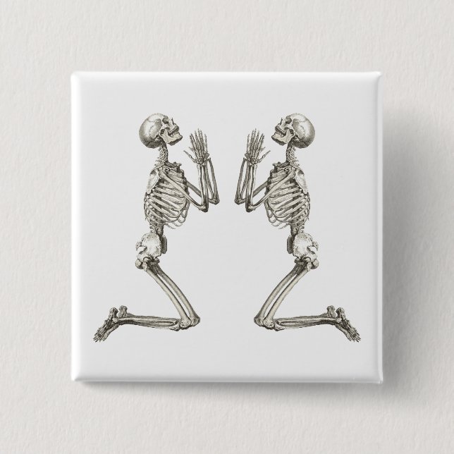 Praying Skeleton Halloween Button Knapp (Framsida)