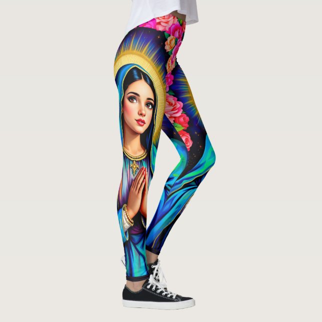 Praying Virgin Mary Vår Dam i Guadalupe Cute Leggings (Höger)