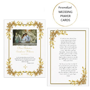 Praykort för Guld-blommor, ortodox Bröllop Placeringskort