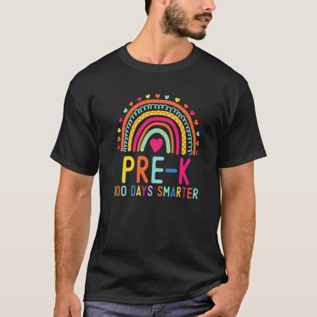 Pre K 100 Days Smarter Rainbow Teacher 100th Day O T Shirt (Framsida)