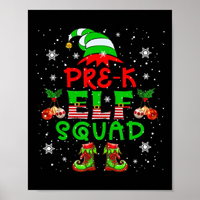 Pre-k Alv Squad Jul Lärar Alv Dräkt Jobb Team  Poster (Framsidan)