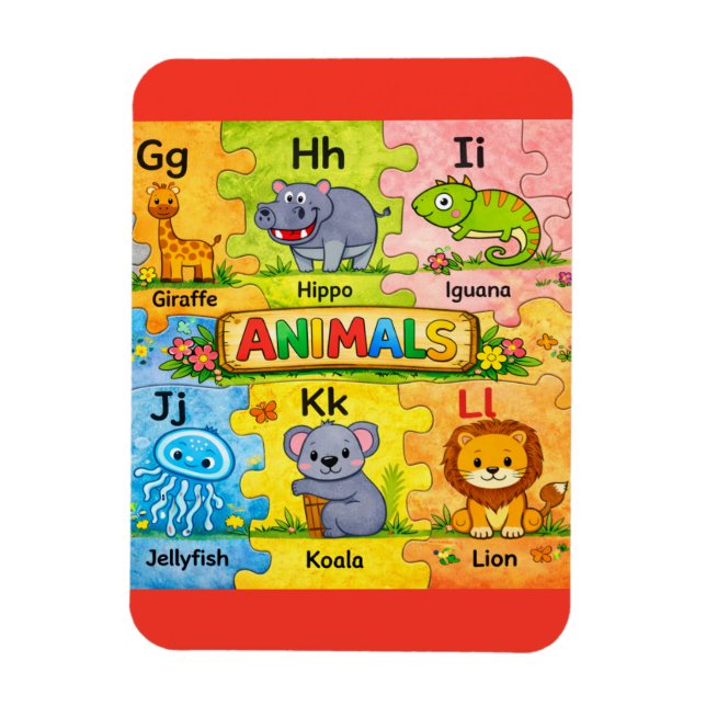 Pre-K Animal Alphabet Fridge Magnet G-L (Vertikal)