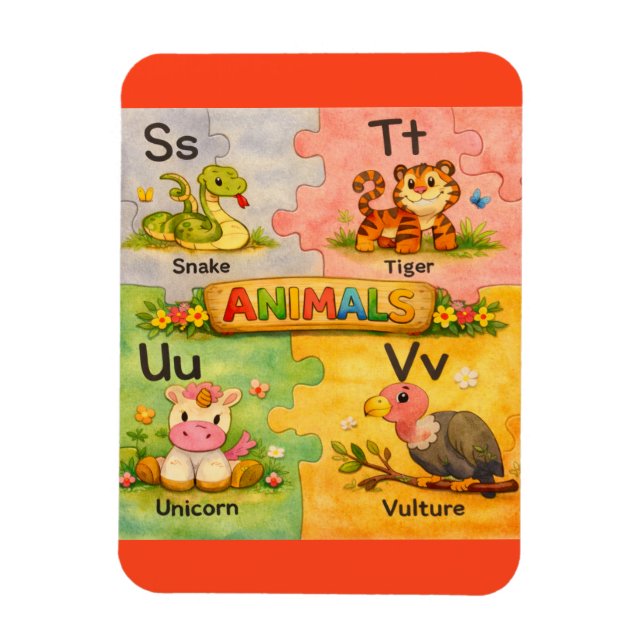 Pre-K Animal Alphabet Fridge Magnet S-V (Vertikal)