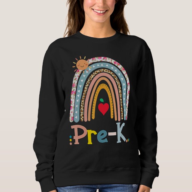 Pre K Boho Rainbow Teacher Student Back to school T Shirt (Framsida)