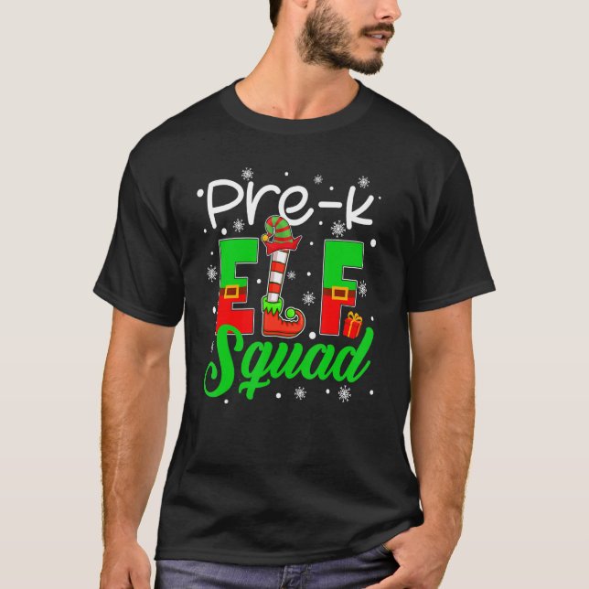 Pre K ELF Squad  Christmas ELF Kids Teacher Group T Shirt (Framsida)