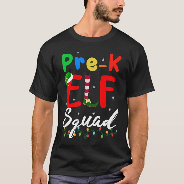 Pre K ELF Squad Funny jul ELF Teacher Studen T Shirt (Framsida)