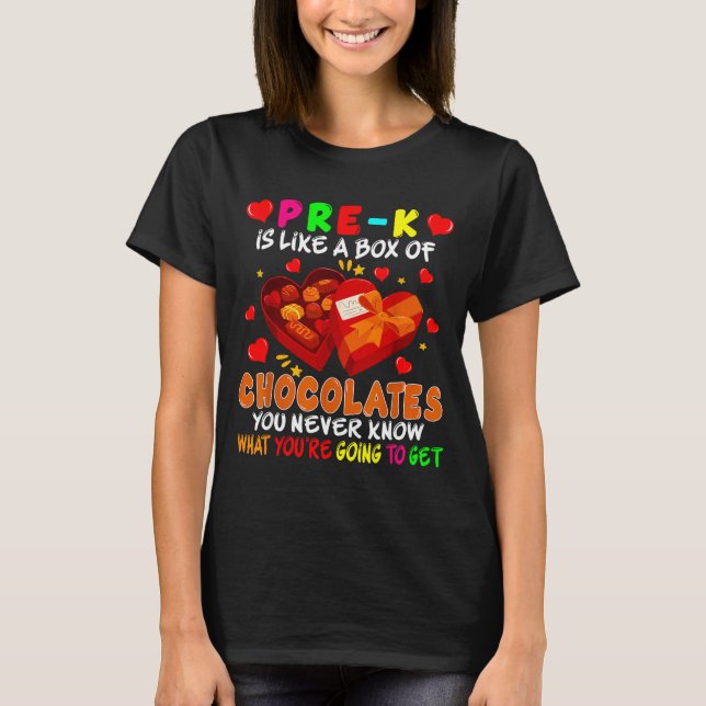 Pre-k Funny Box Of Chocolates Valentine's Day Teac T Shirt (Framsida)