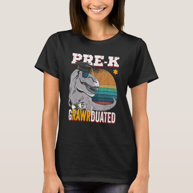 Pre K Grawdued Rex Dinosaur Studenten Rawr för T Shirt (Framsida)
