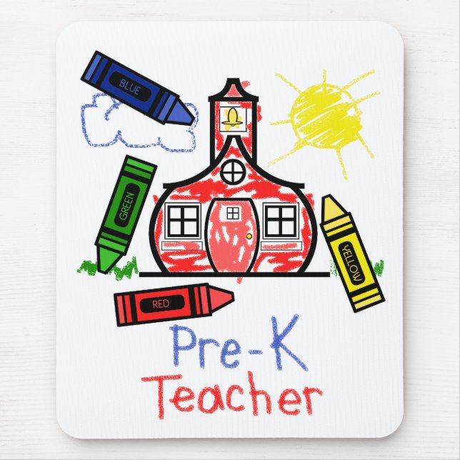 Pre K-lärare Mousepad - Schoolhouse & kritor Musmatta (Framsidan)