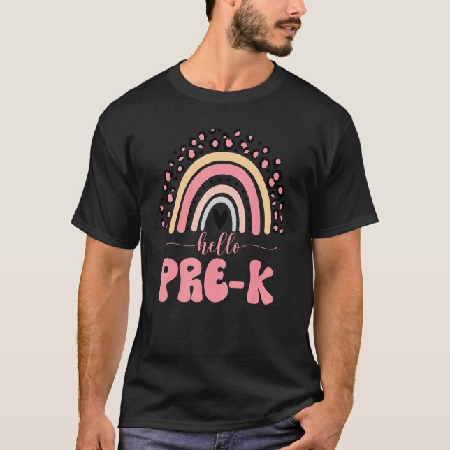 Pre K Leopard Rainbow Teacher Team Pre K Squad Gir T Shirt (Framsida)