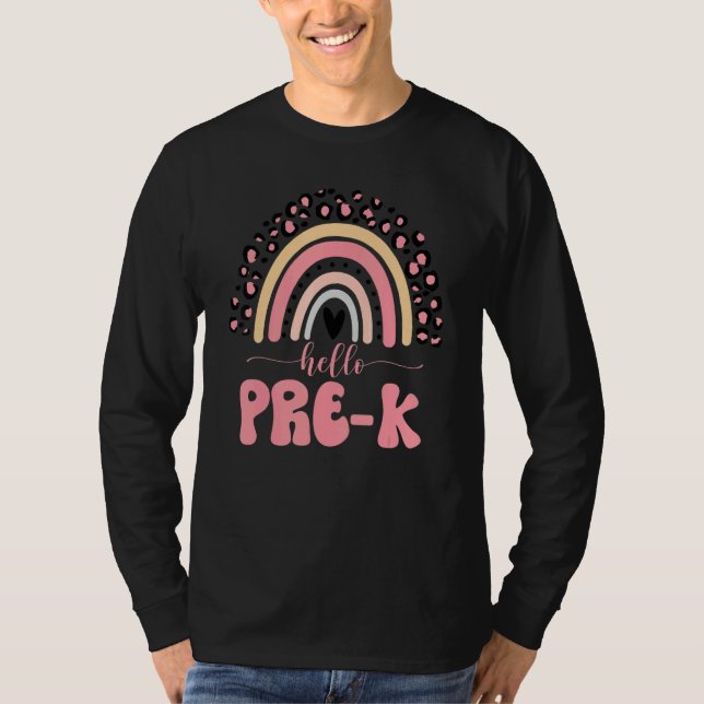Pre K Leopard Rainbow Teacher Team Pre K Squad Gir T Shirt (Framsida)