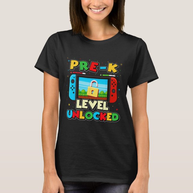 Pre-k Level Unlocked Video Gamer Boys Kids Ck To S T Shirt (Framsida)